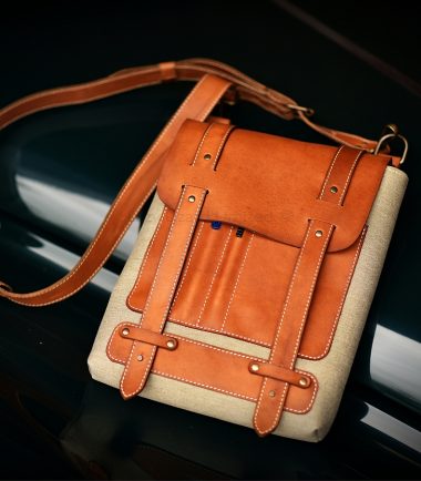 cross body two strap leather bag