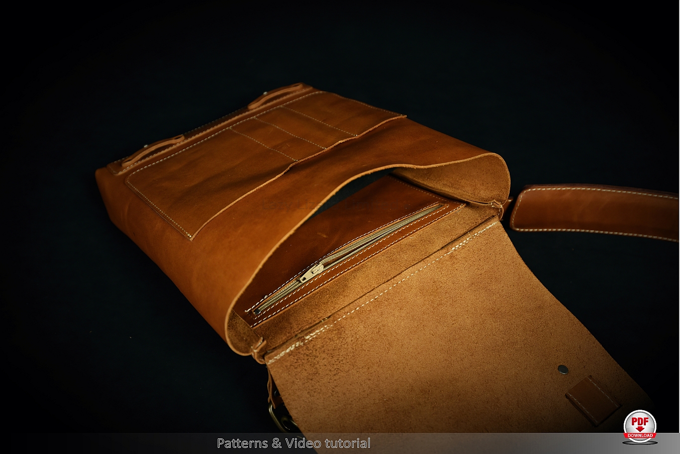 Leather satchel patterns, leather messenger bag patterns | Lazy Lizard
