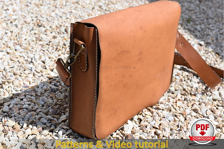 Leather laptop bag 16″,Messenger bag, Shoulder Bag, Leather Satchel PDF  patterns and video tutorial