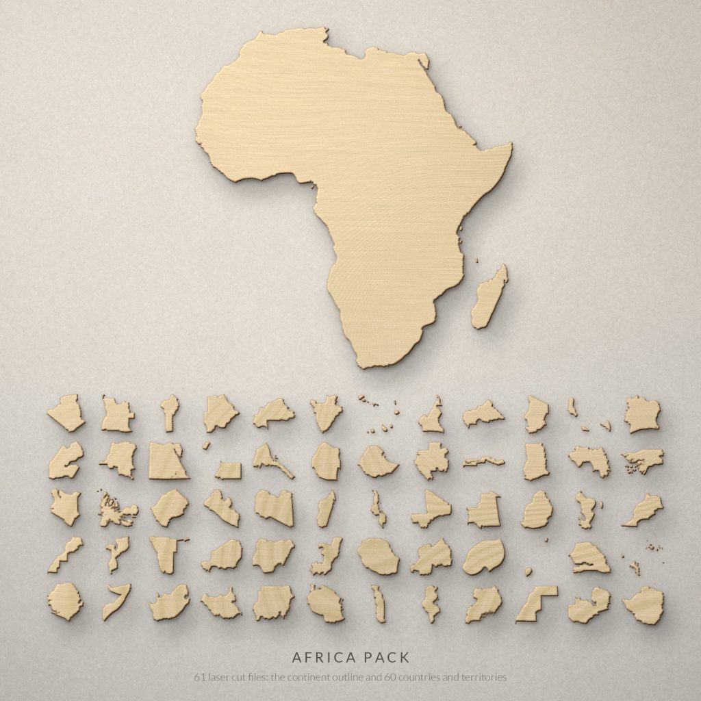 Africa Map Laser Cut Files - Country Outlines SVG DXF PDF