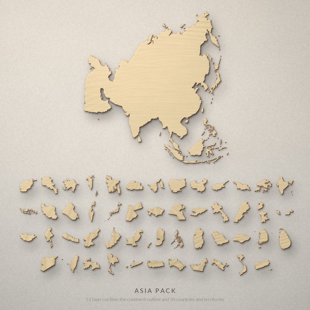 Asia Map Laser Cut Files - Country Outlines SVG DXF PDF