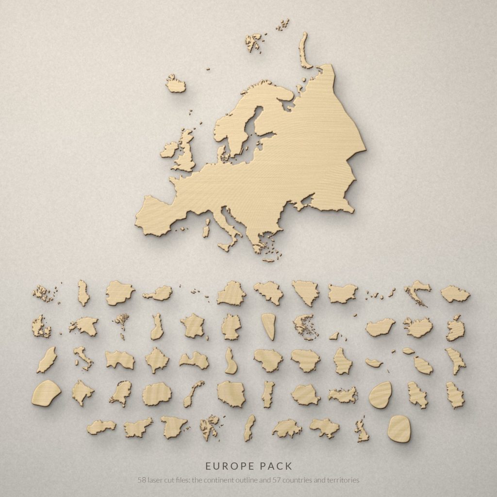 Europe Map Laser Cut Files - Country Outlines SVG DXF PDF