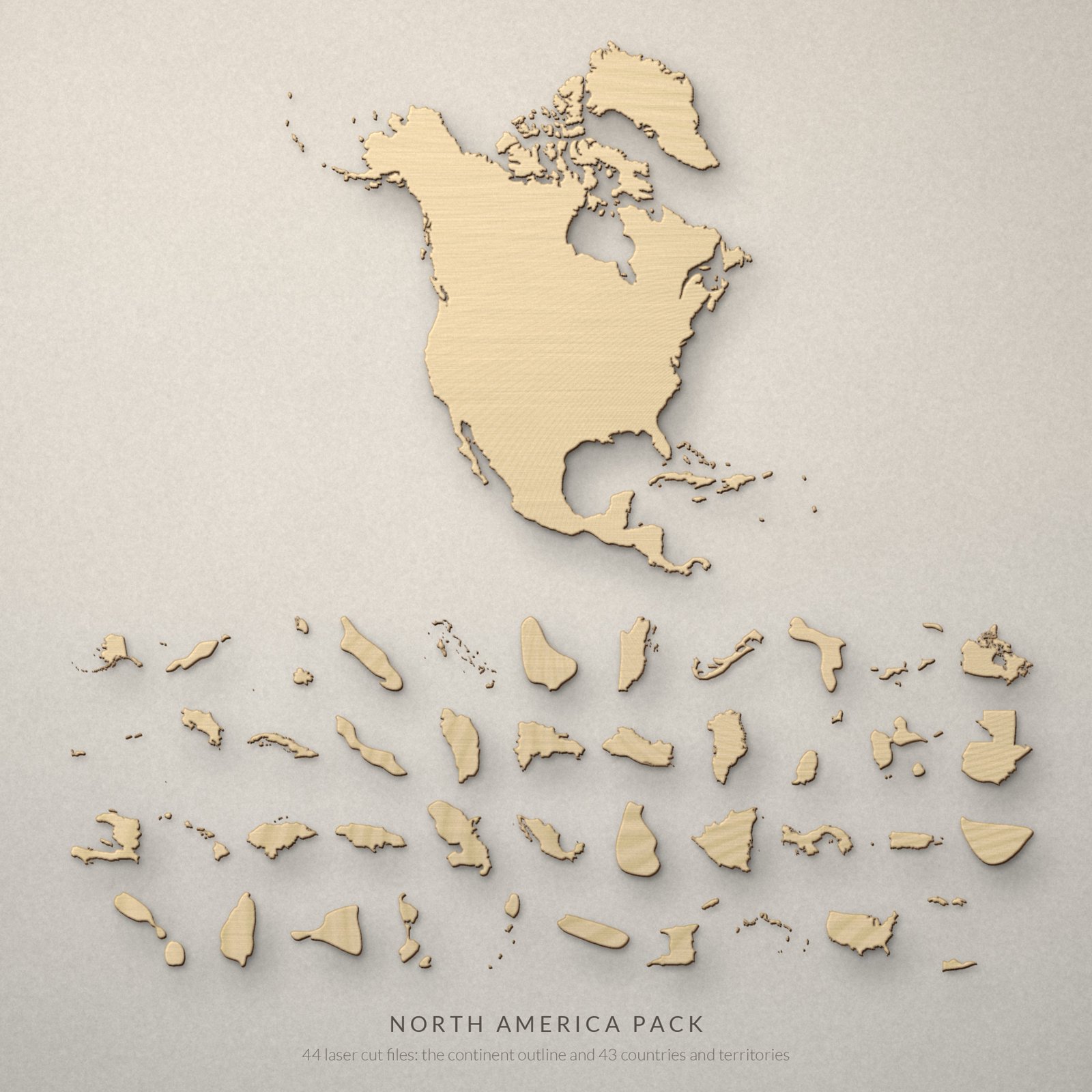 North America Map Laser Cut Files - Country Outlines SVG DXF PDF