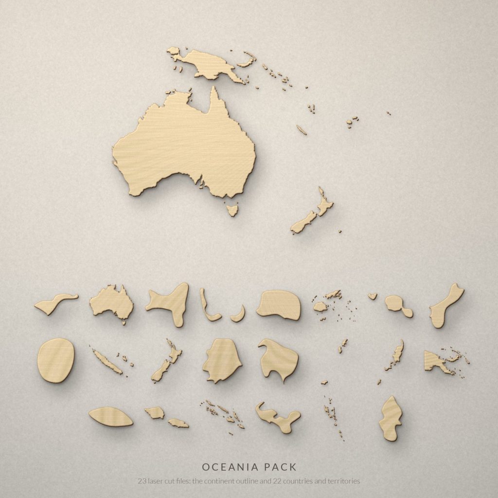 Oceania Map Laser Cut Files - Country Outlines SVG DXF PDF